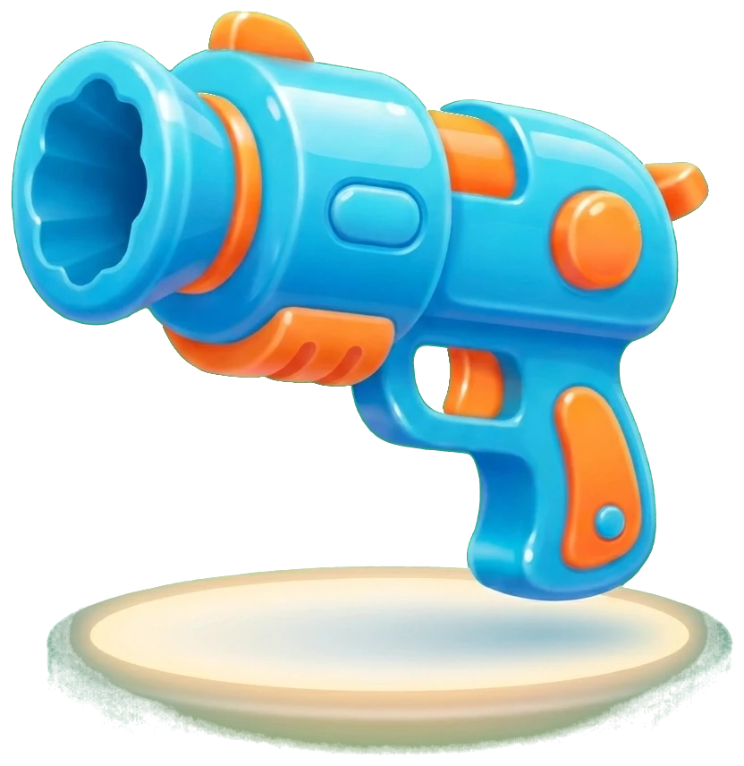 A glossy blue toy blaster from Recoil Duel.